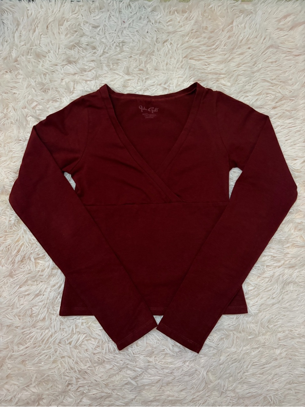 John Galt Burgundy Crossover Long Sleeve Top